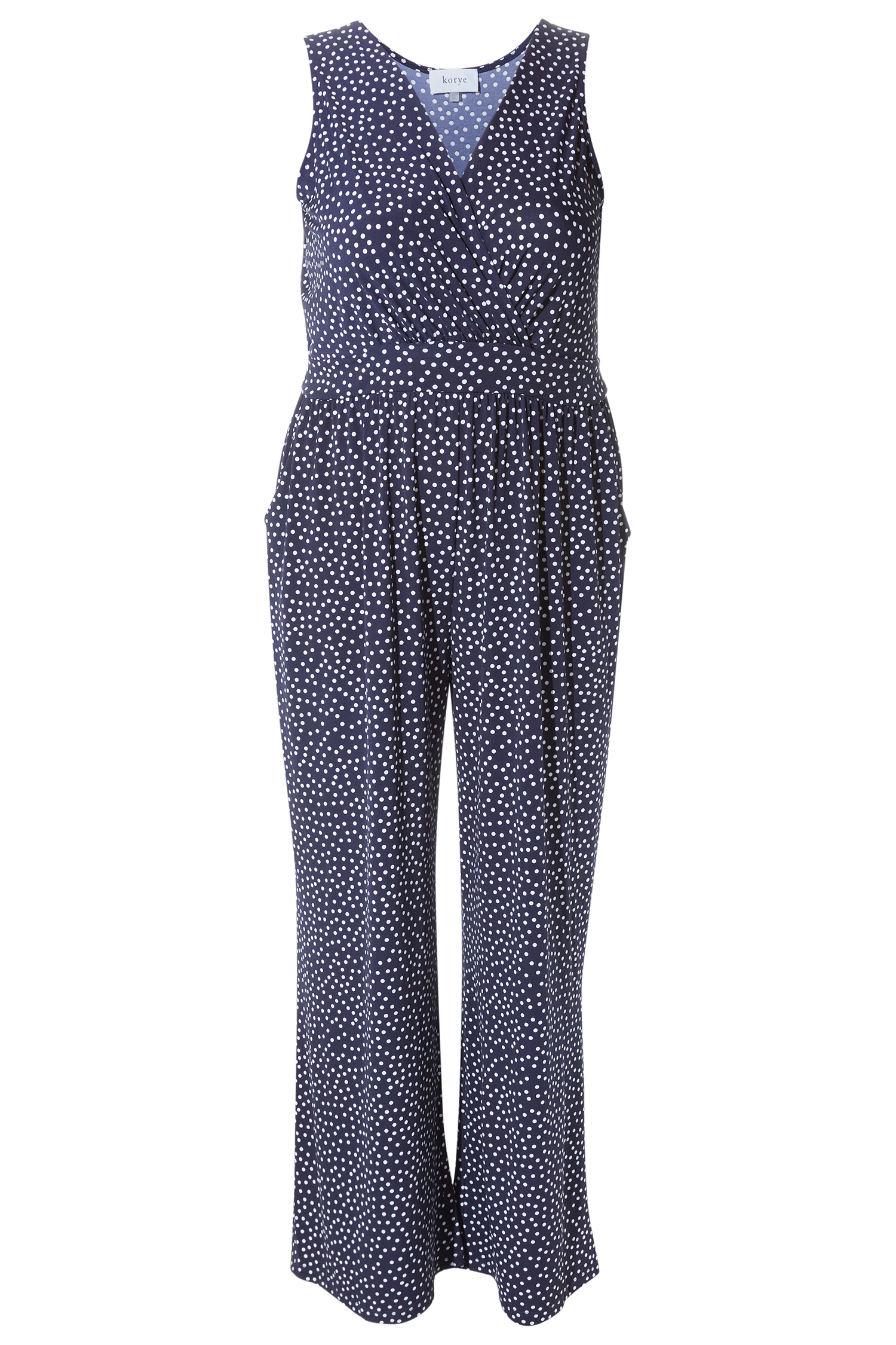 Polka Dot Surplice Jumpsuit