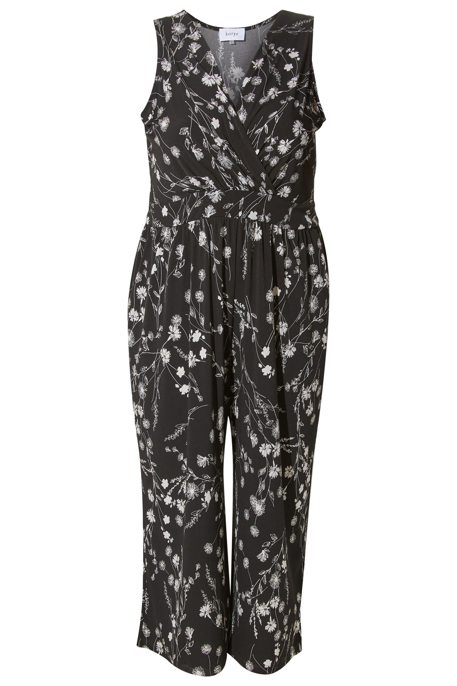 Elsa Cropped Surplice Sleeveless Floral Jumpsuit