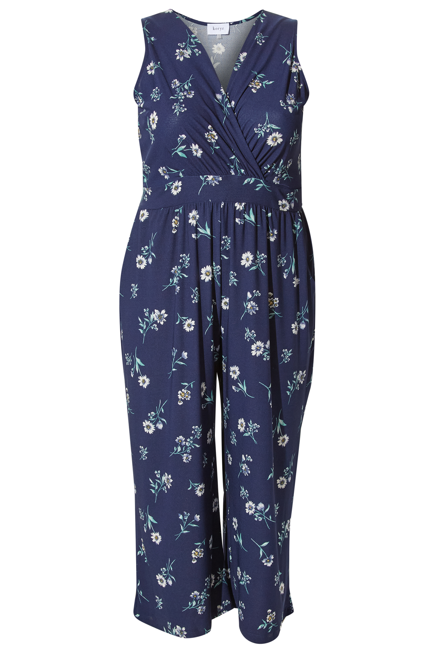 Elsa Cropped Surplice Sleeveless Floral Jumpsuit