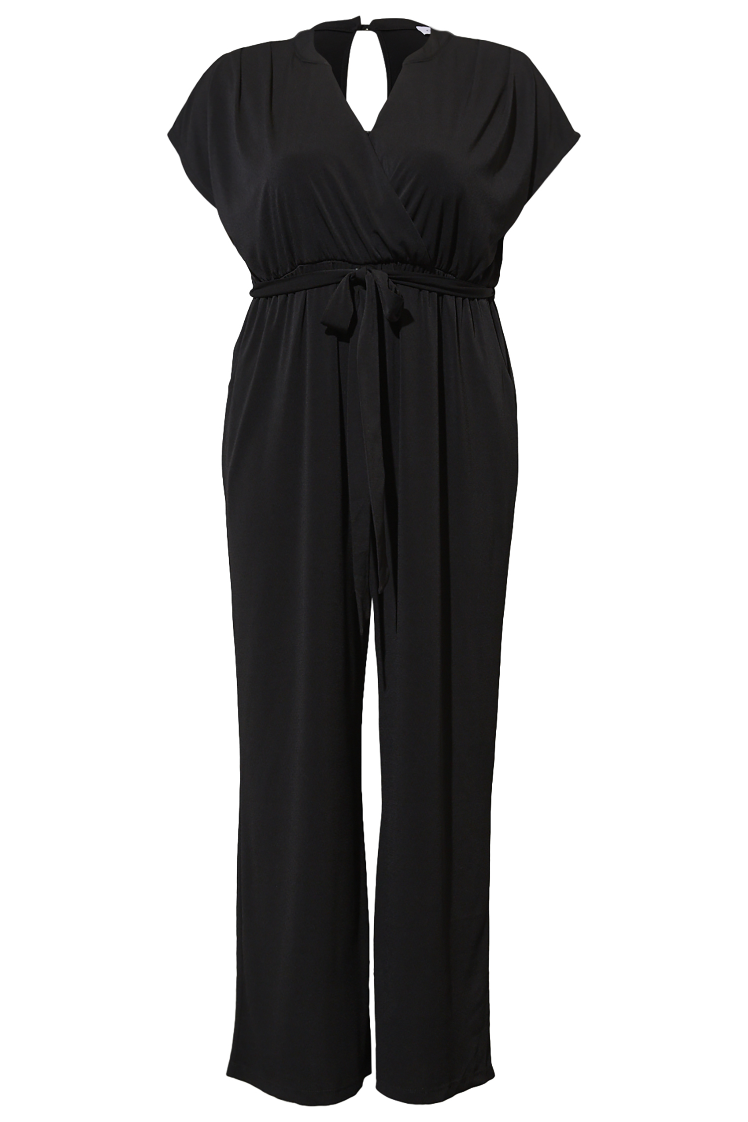 Short Sleeve Tie Front Jumpsuit