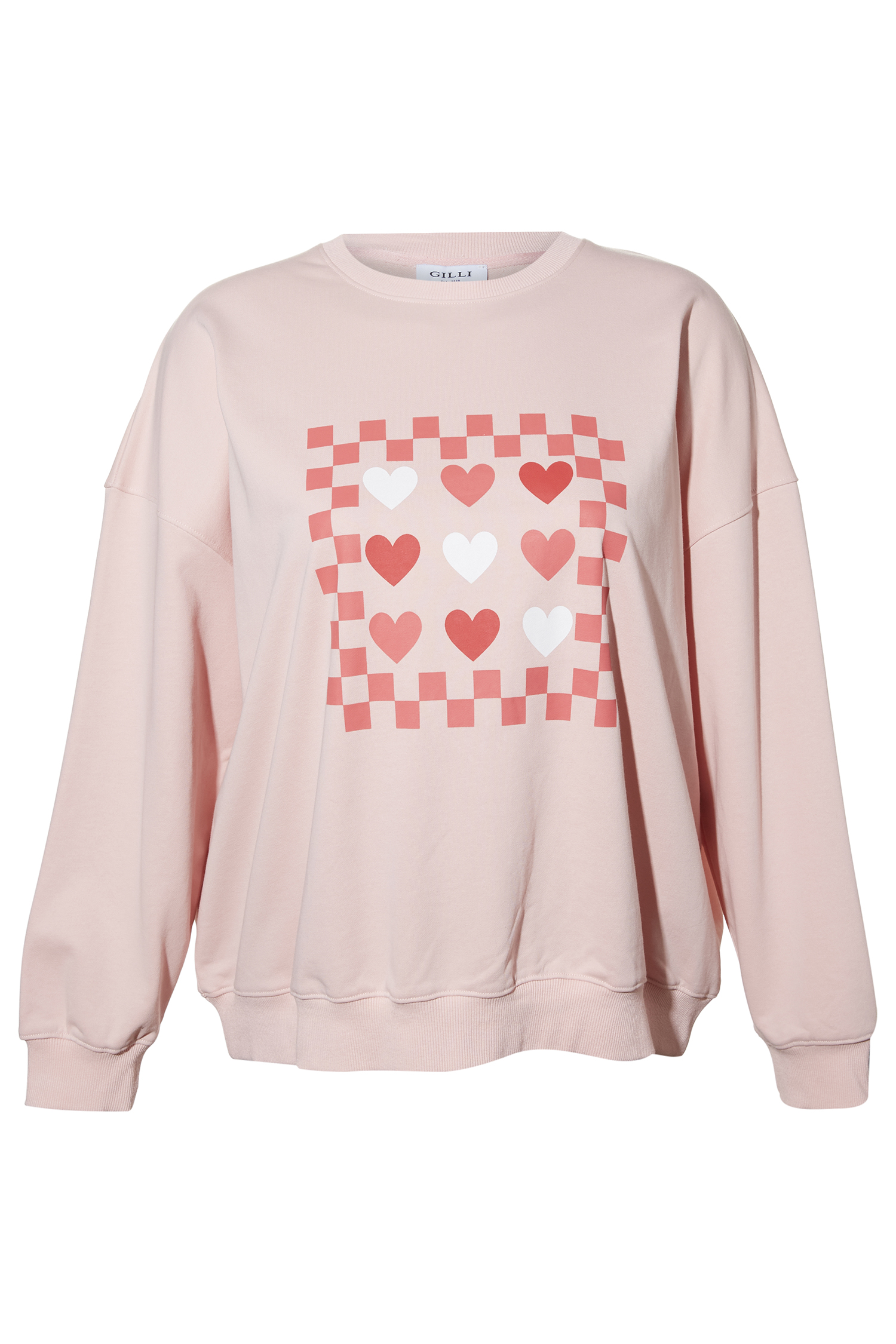 Checkered Hearts Graphic Pullover
