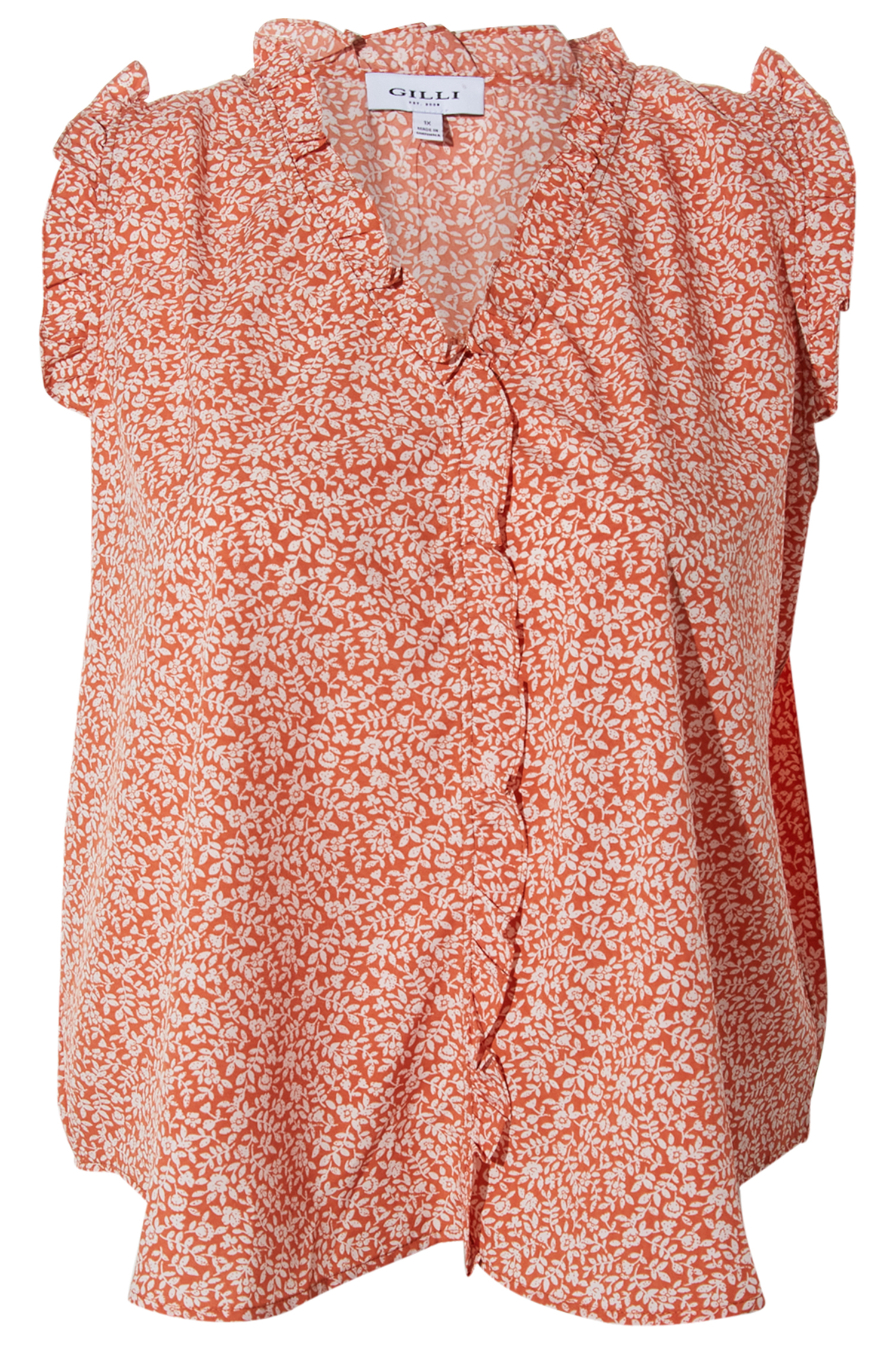 Ruffle V Neck Floral Top
