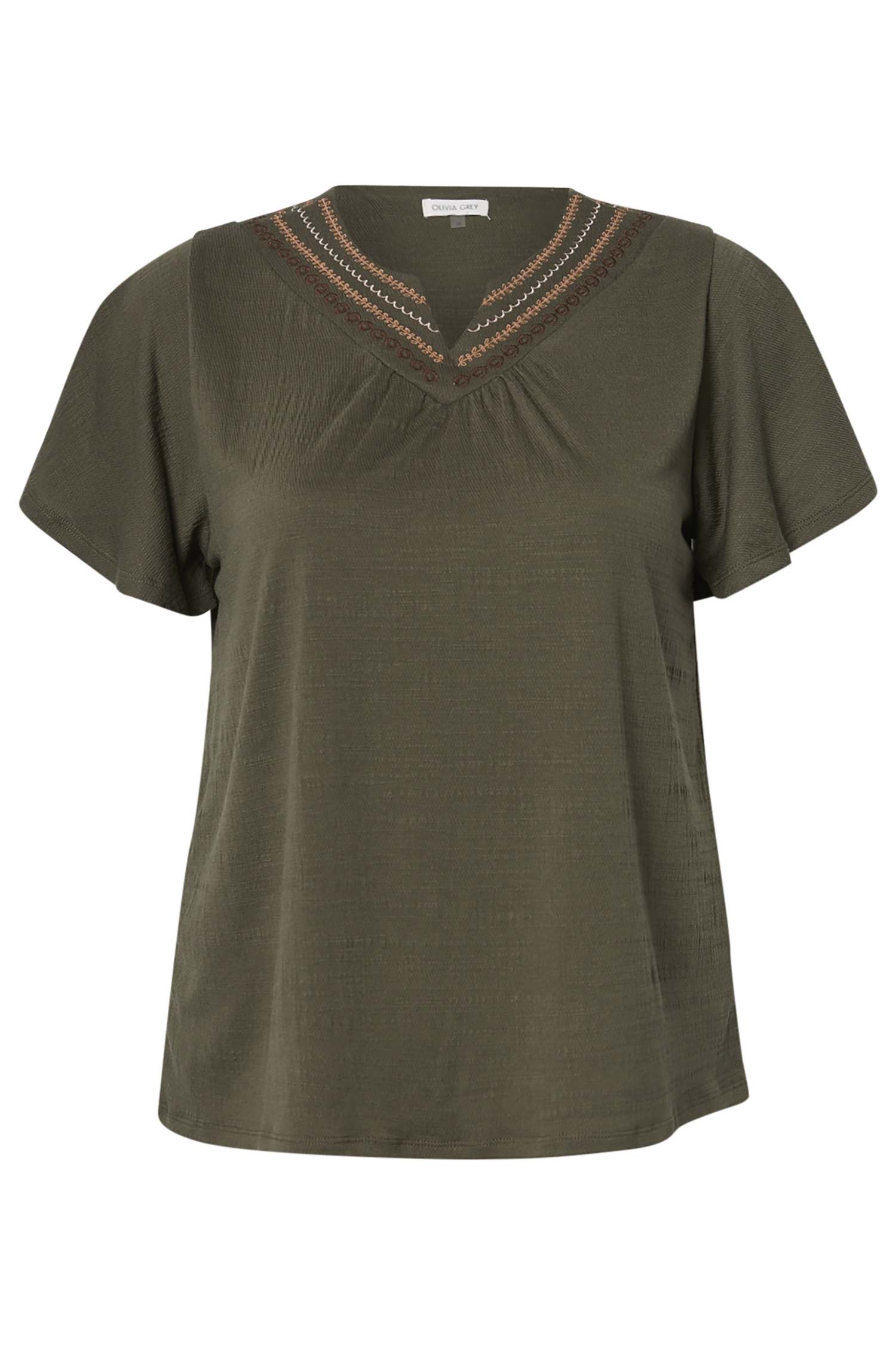 Embroidered V-Neck Top