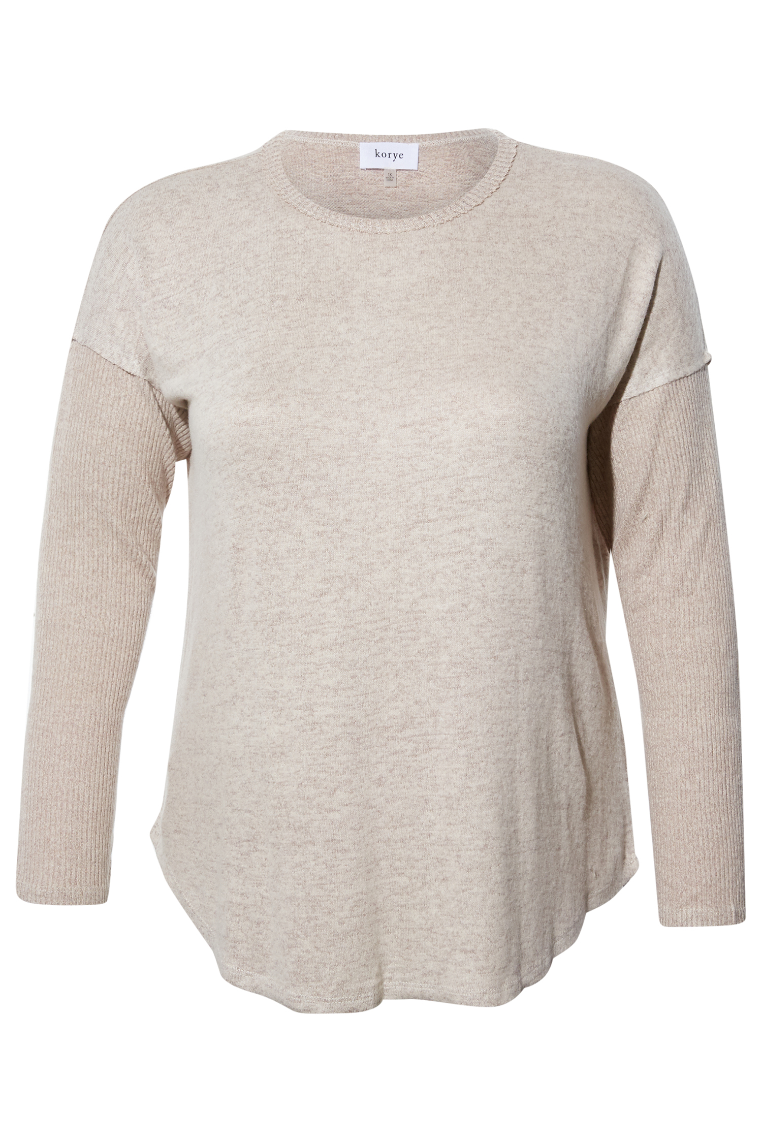 Long Sleeve Ribbed Contrast Top