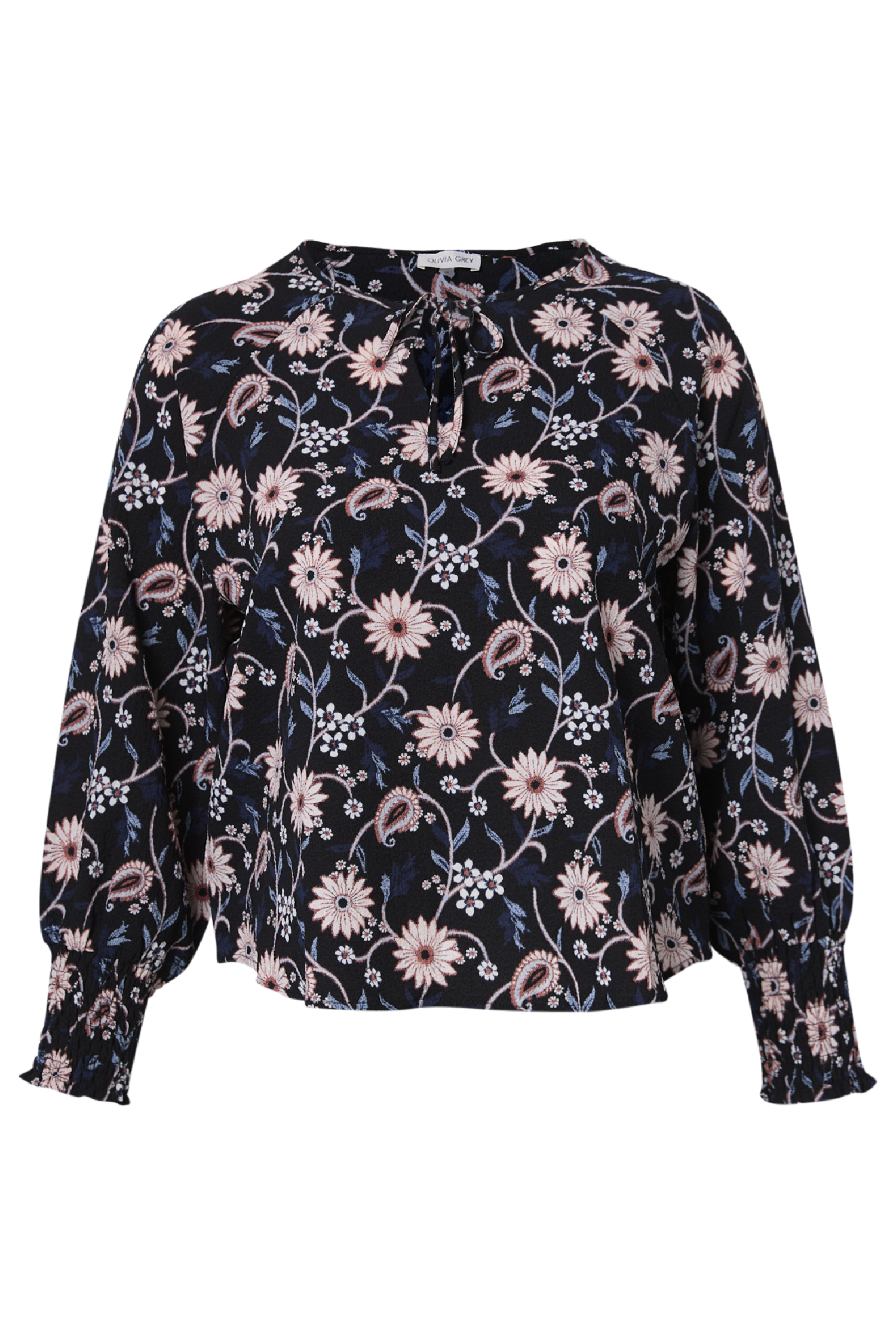 Long Sleeve Neck Tie Top