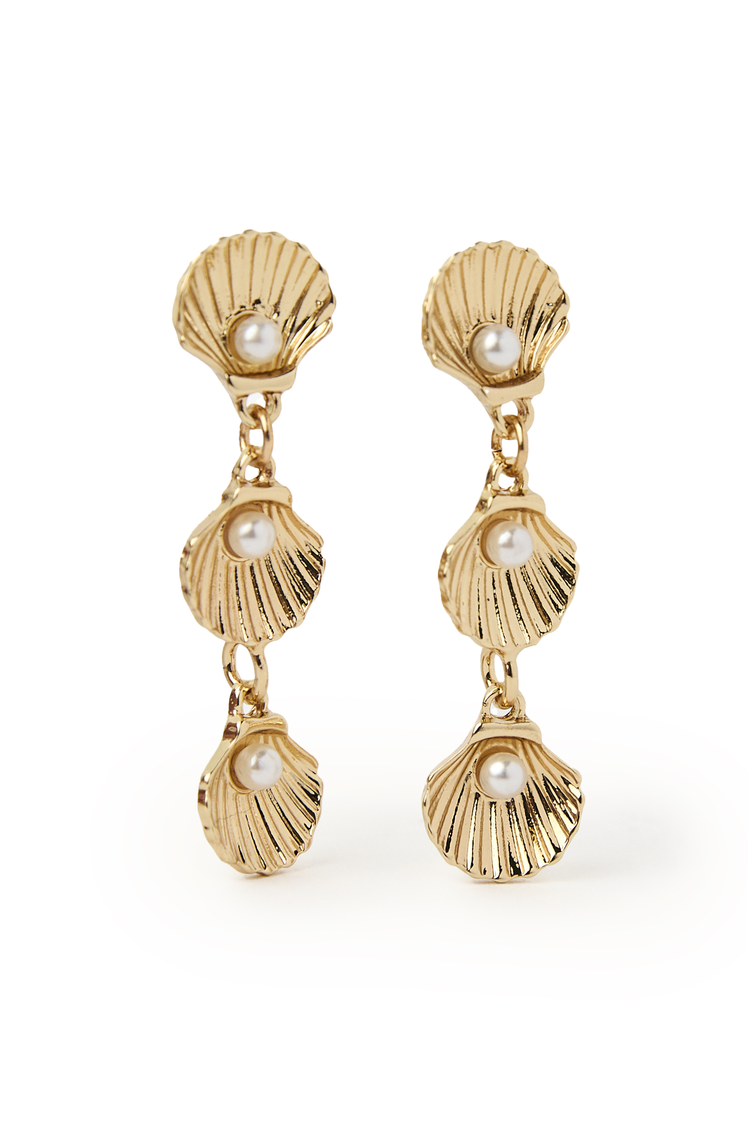 3 Clamshell Pearl Earrings