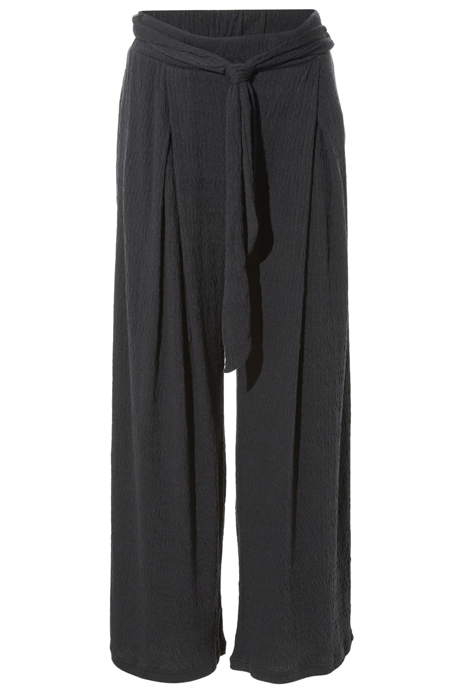 Waist Tie Pucker Knit Wide Leg Pant