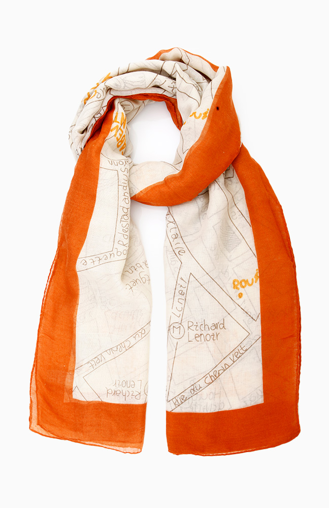 Map Print Scarf in Rust DAILYLOOK