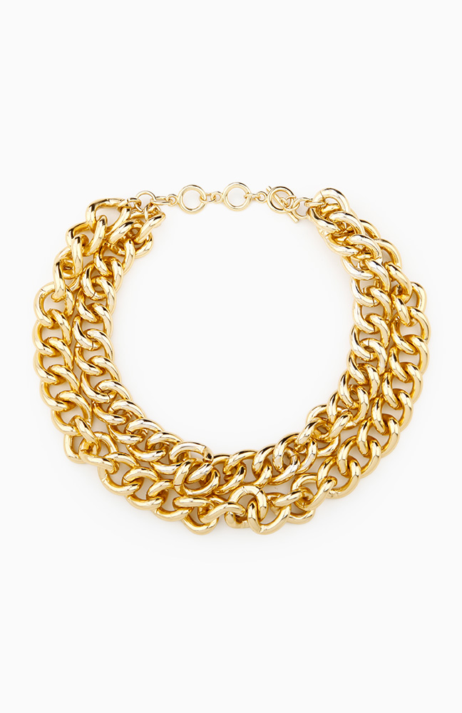 gold plated double chain necklace