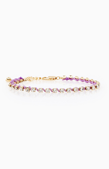 Cord and Crystal Bracelet Slide 1