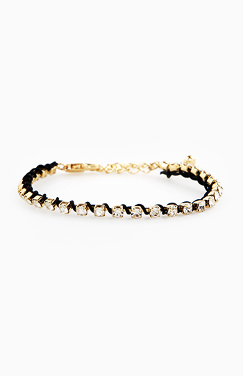 Cord and Crystal Bracelet Slide 1