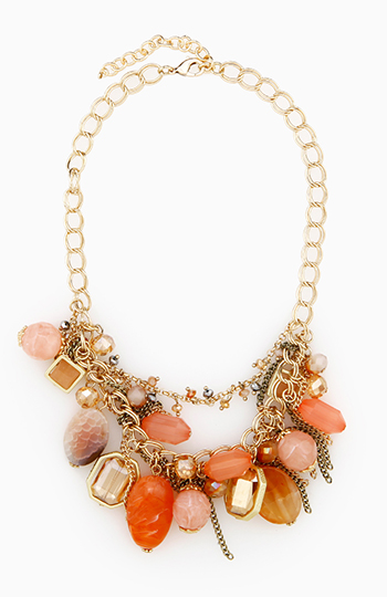 Stone and Crystal Charm Necklace Slide 1