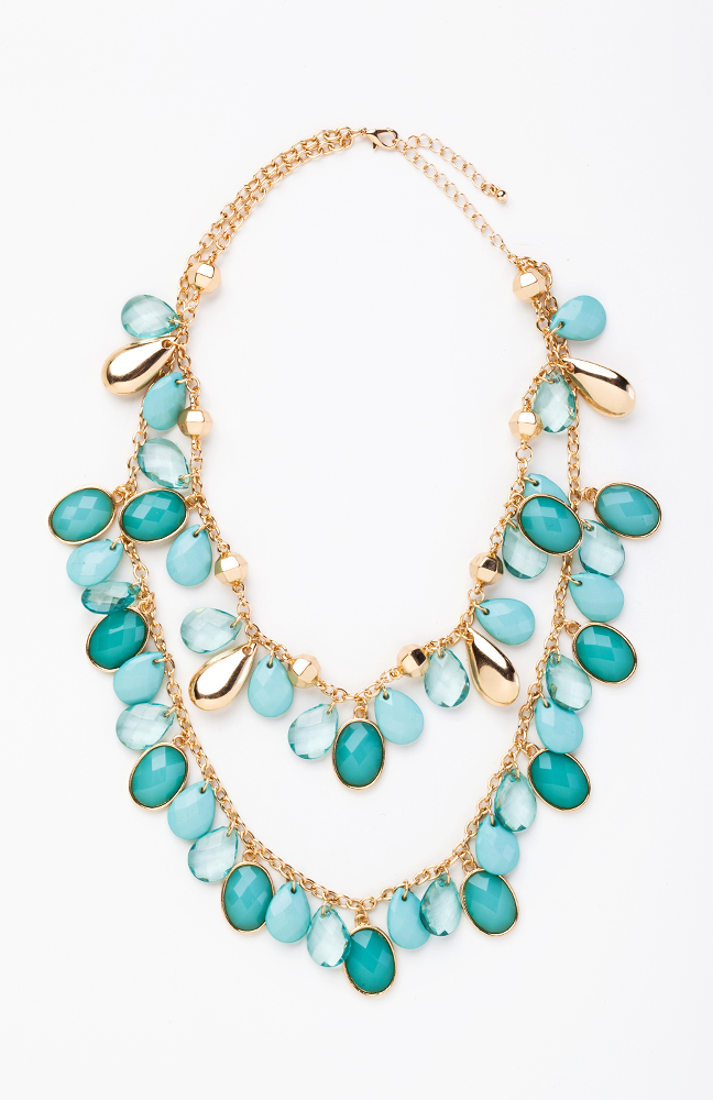 Mixed Stone Charm Necklace in Mint | DAILYLOOK