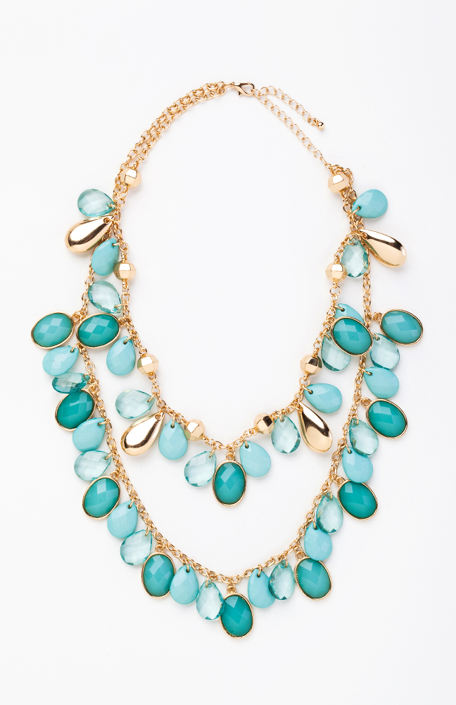 Mixed Stone Charm Necklace in Mint DAILYLOOK