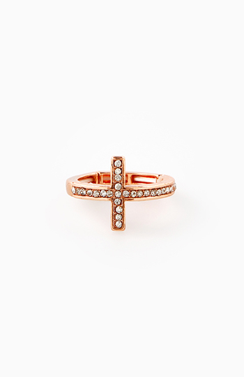 Rhinestone Side Cross Ring Slide 1