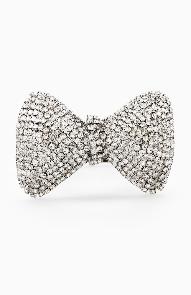 Crystal Bow Cuff Bracelet in Silver | DAILYLOOK