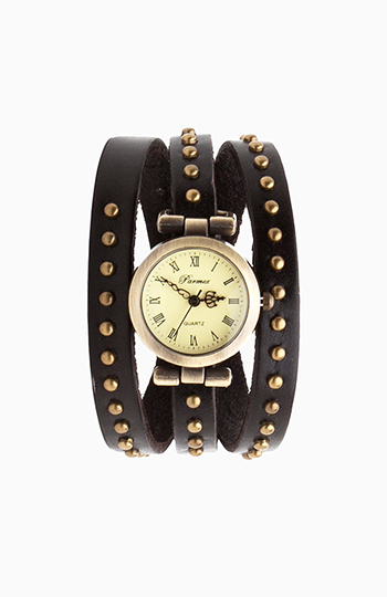 Antiqued Stud Wrap Watch Slide 1