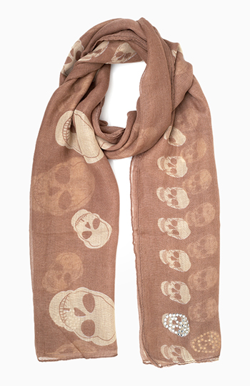 Rhinestone Detail Skull Scarf Slide 1