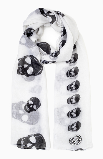 Rhinestone Detail Skull Scarf Slide 1