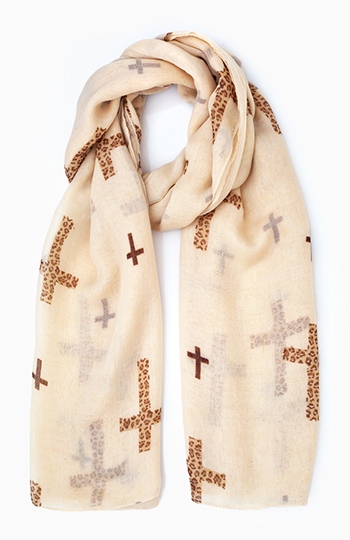 Leopard Cross Print Scarf Slide 1