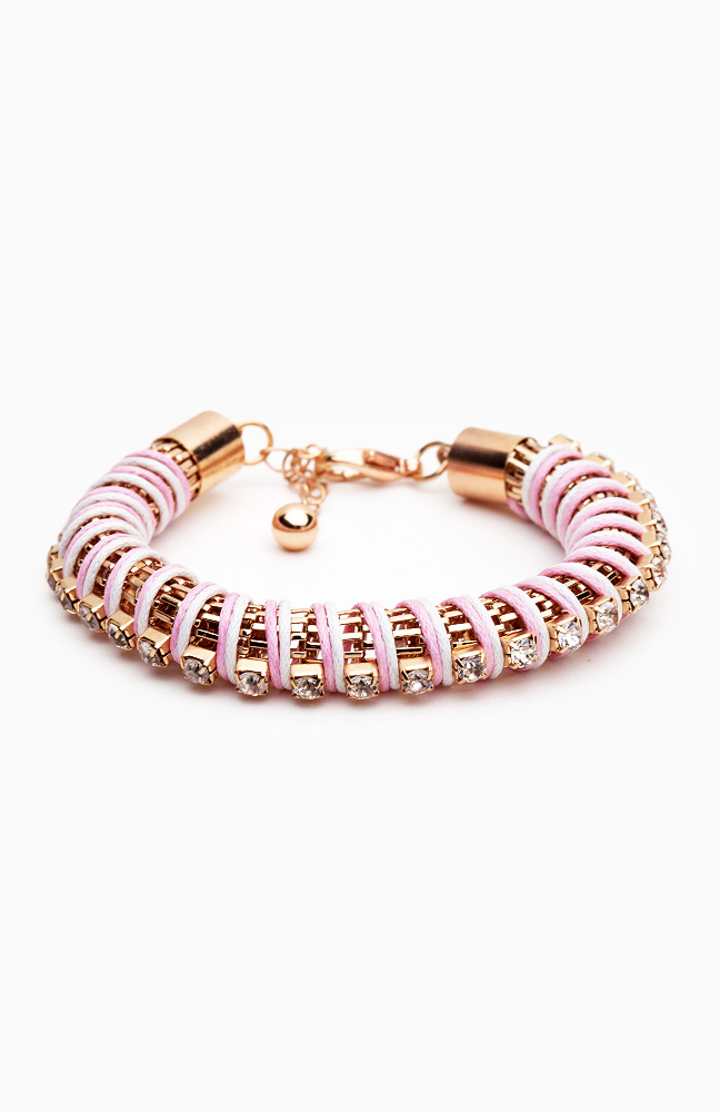 Yarn Wrapped Chain Bracelet in Pink DAILYLOOK