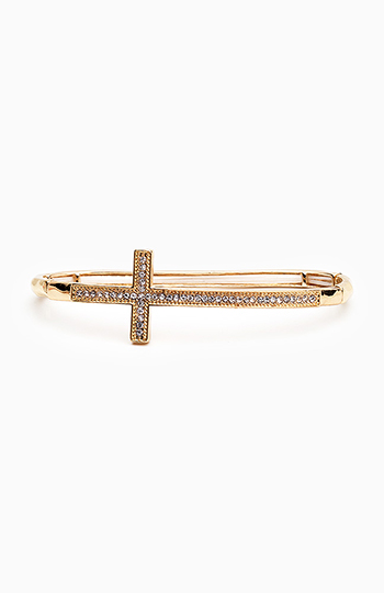 Sparkling Side Cross Palm Bracelet Slide 1