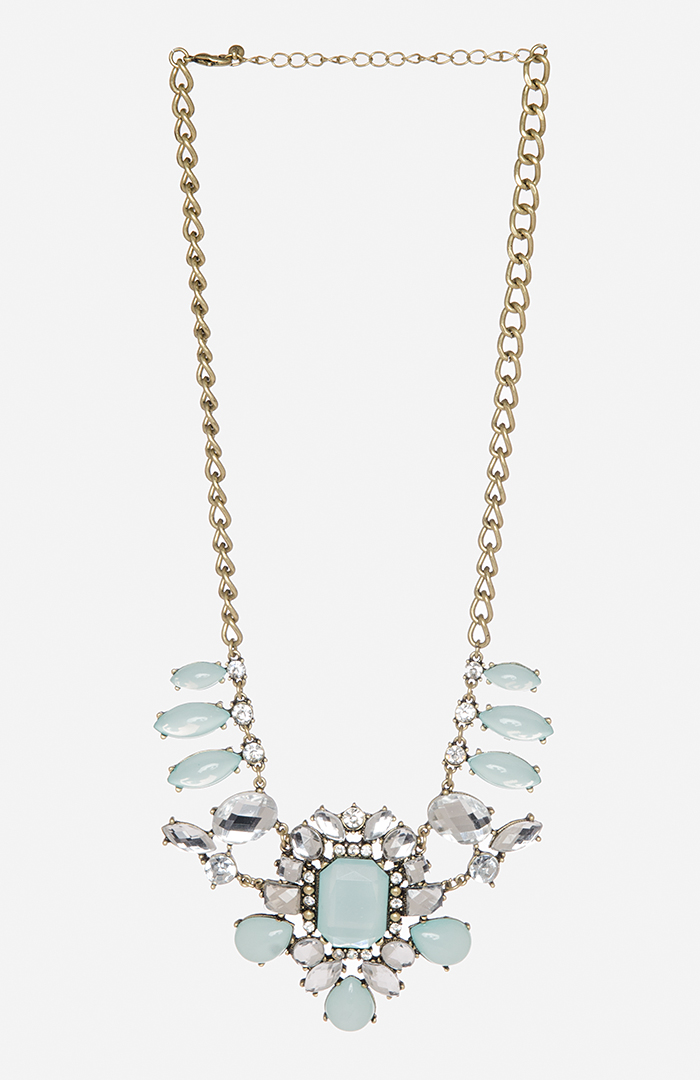 Jeweled Statement Necklace in Mint DAILYLOOK