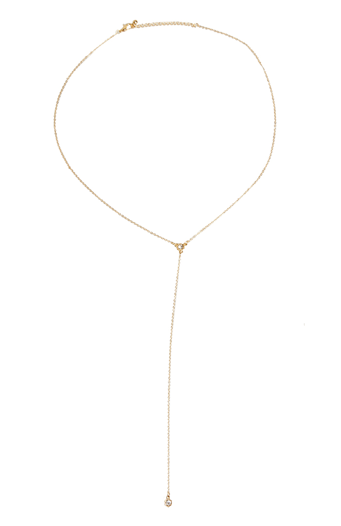 DAILYLOOK Delicate Crystal Drop Necklace in Gold DAILYLOOK