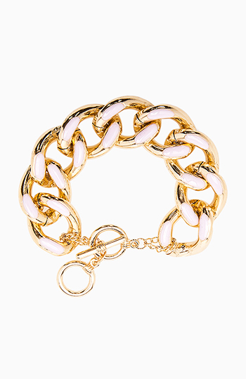 Frosted Chain Link Bracelet in Pink | DAILYLOOK