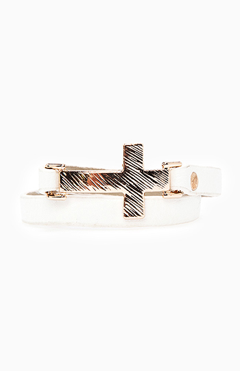 Cross Wrap Leatherette Bracelet Slide 1