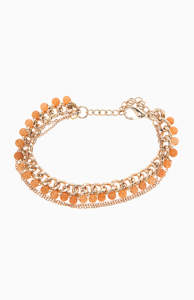 Beaded Chain Link Bracelet in Rust DAILYLOOK