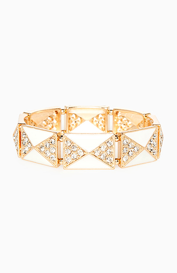 Art Deco Pyramid Bracelet in White | DAILYLOOK