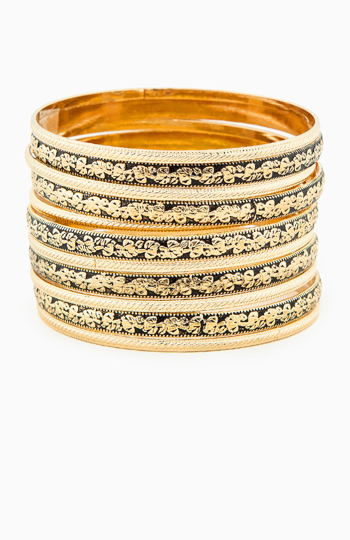 Gold Leaf Bangle Set Slide 1