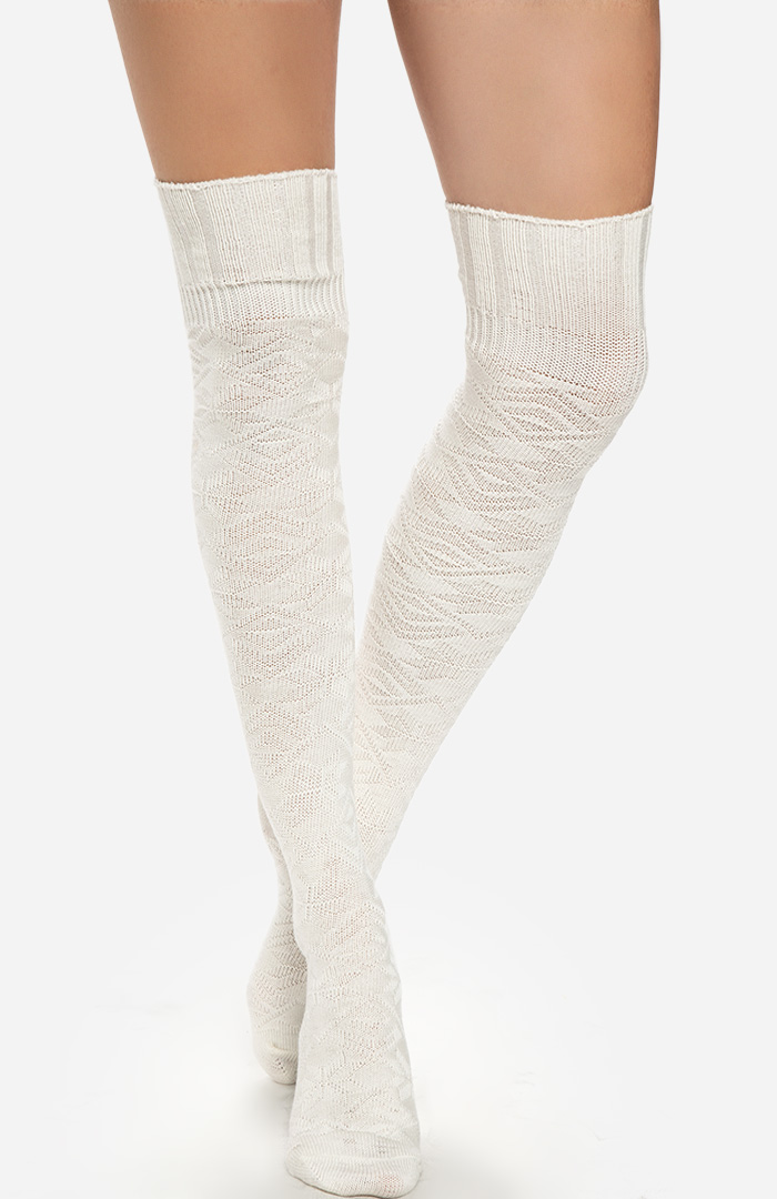 Fair Isle Knee High Socks in Cream DAILYLOOK