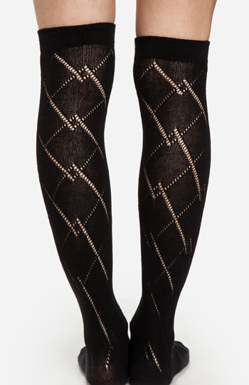 Diamond Knee High Socks in Black | DAILYLOOK