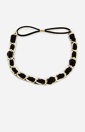 Chain and Ribbon Headband in Black | DAILYLOOK