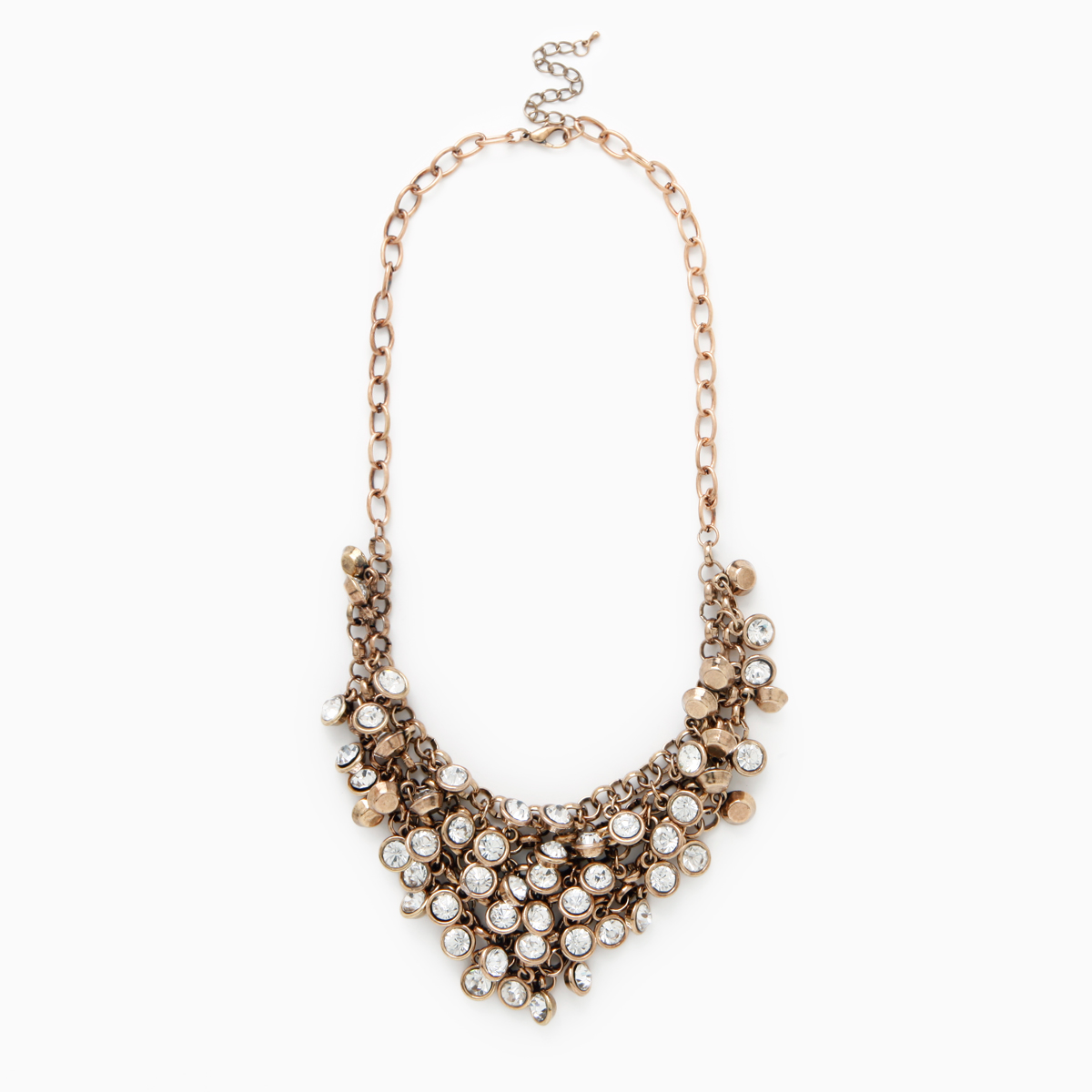 Crystal Charm Cluster Necklace in Gold | DAILYLOOK