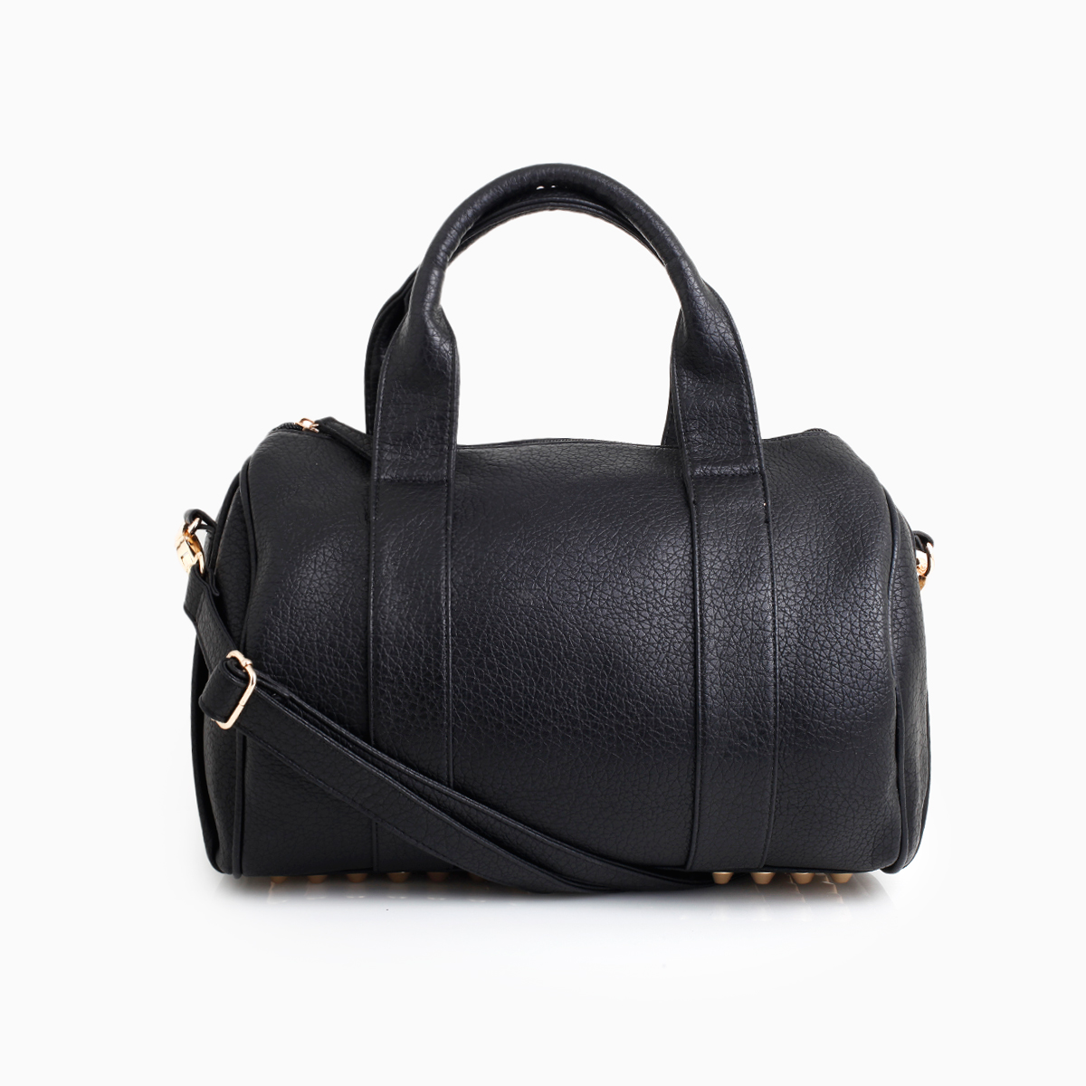 Bottom Studded Mini Duffel Bag in Black | DAILYLOOK