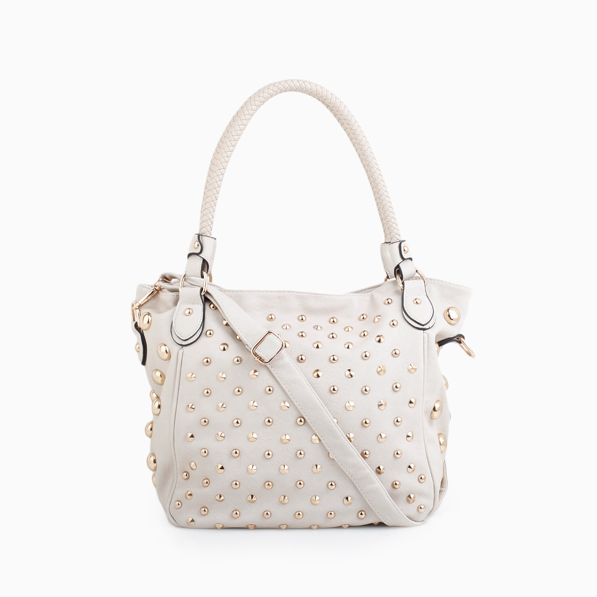 Large and Small Studded Purse in Beige | DAILYLOOK