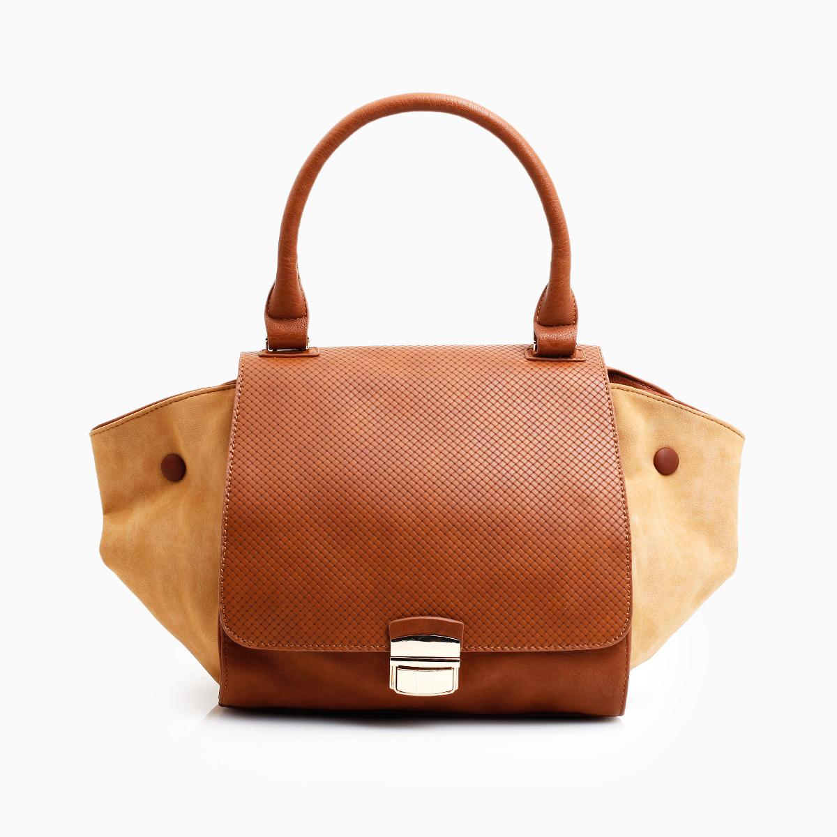 Chic Instinct Faux Suede Studded Handbag (Light Brown)