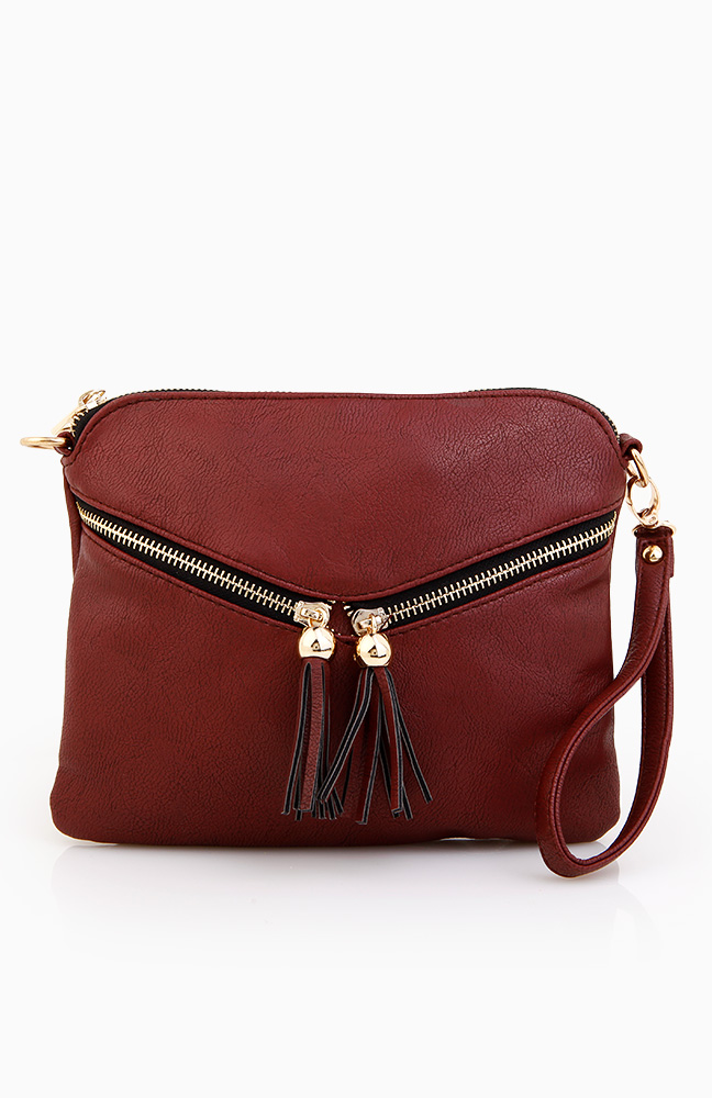 Envelope Zip Cross Body Bag in Burgundy DAILYLOOK