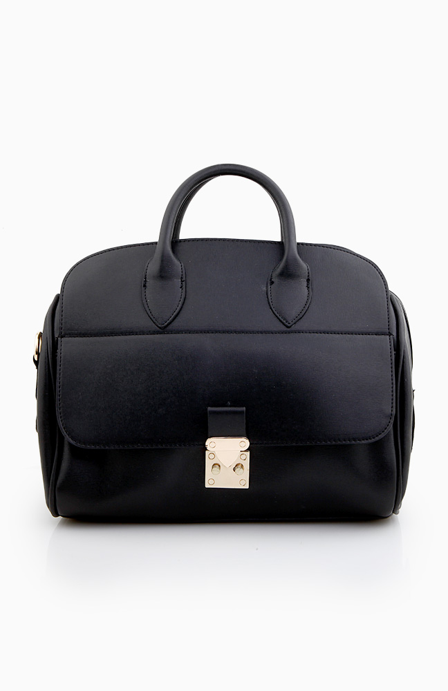 Briefcase Bowler Bag in Black | DAILYLOOK