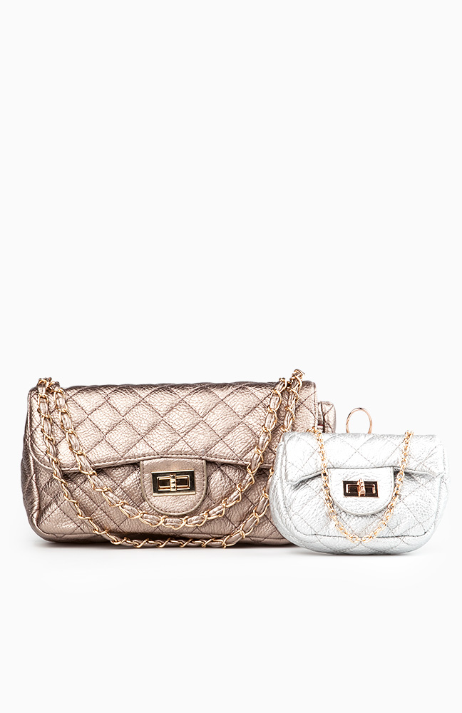 Quilted Metallic Purse and Coin Purse in Bronze DAILYLOOK