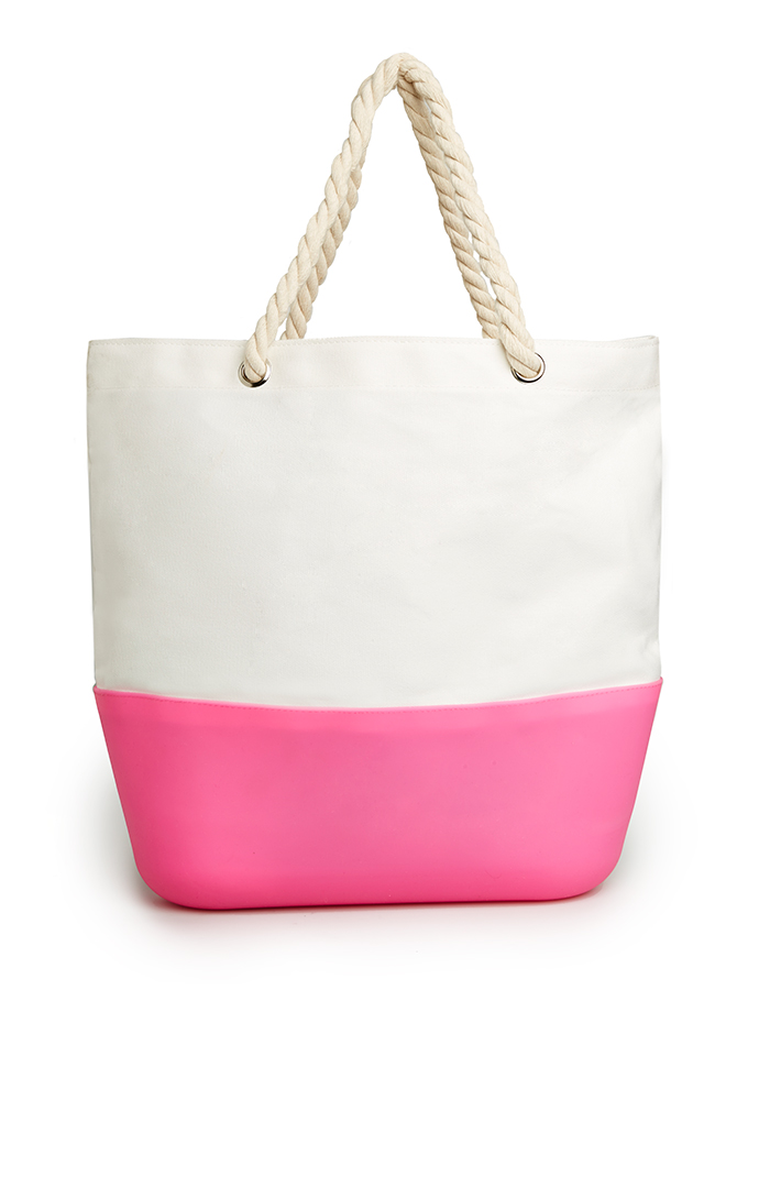 Silicone Bottom Beach Tote in Pink | DAILYLOOK
