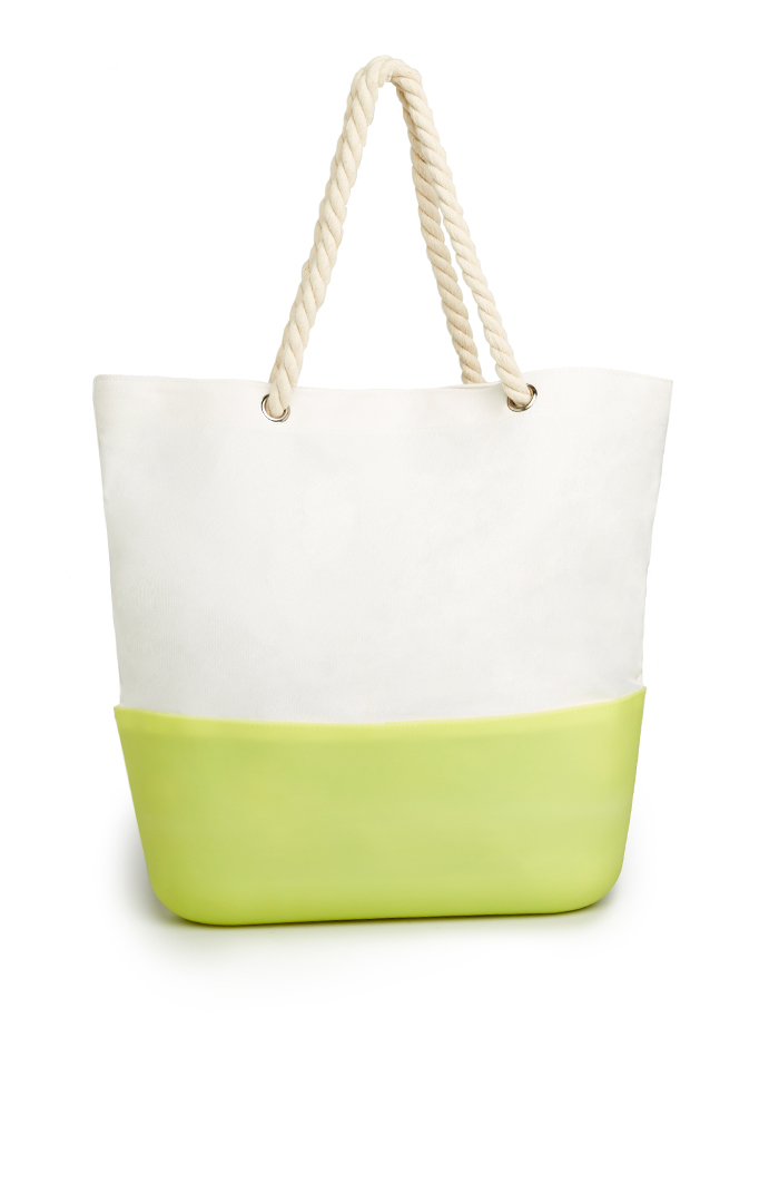 Silicone Bottom Beach Tote in Yellow DAILYLOOK