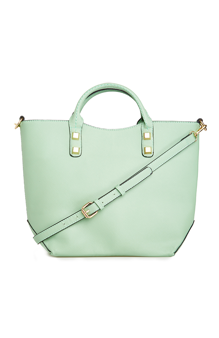 Stud Accent Tote Bag in Mint | DAILYLOOK