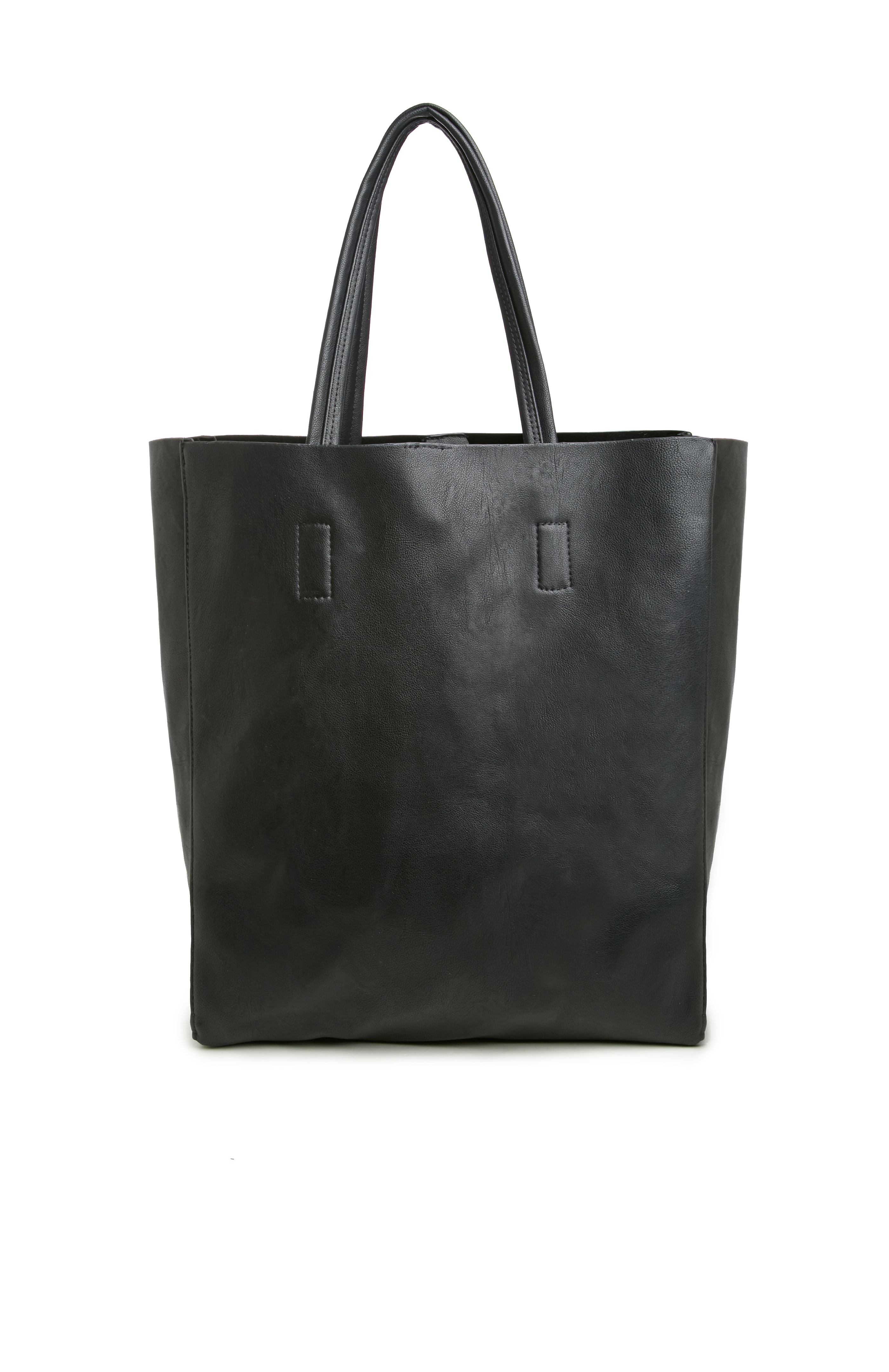 LC Vegan Leather Tote in Black DAILYLOOK