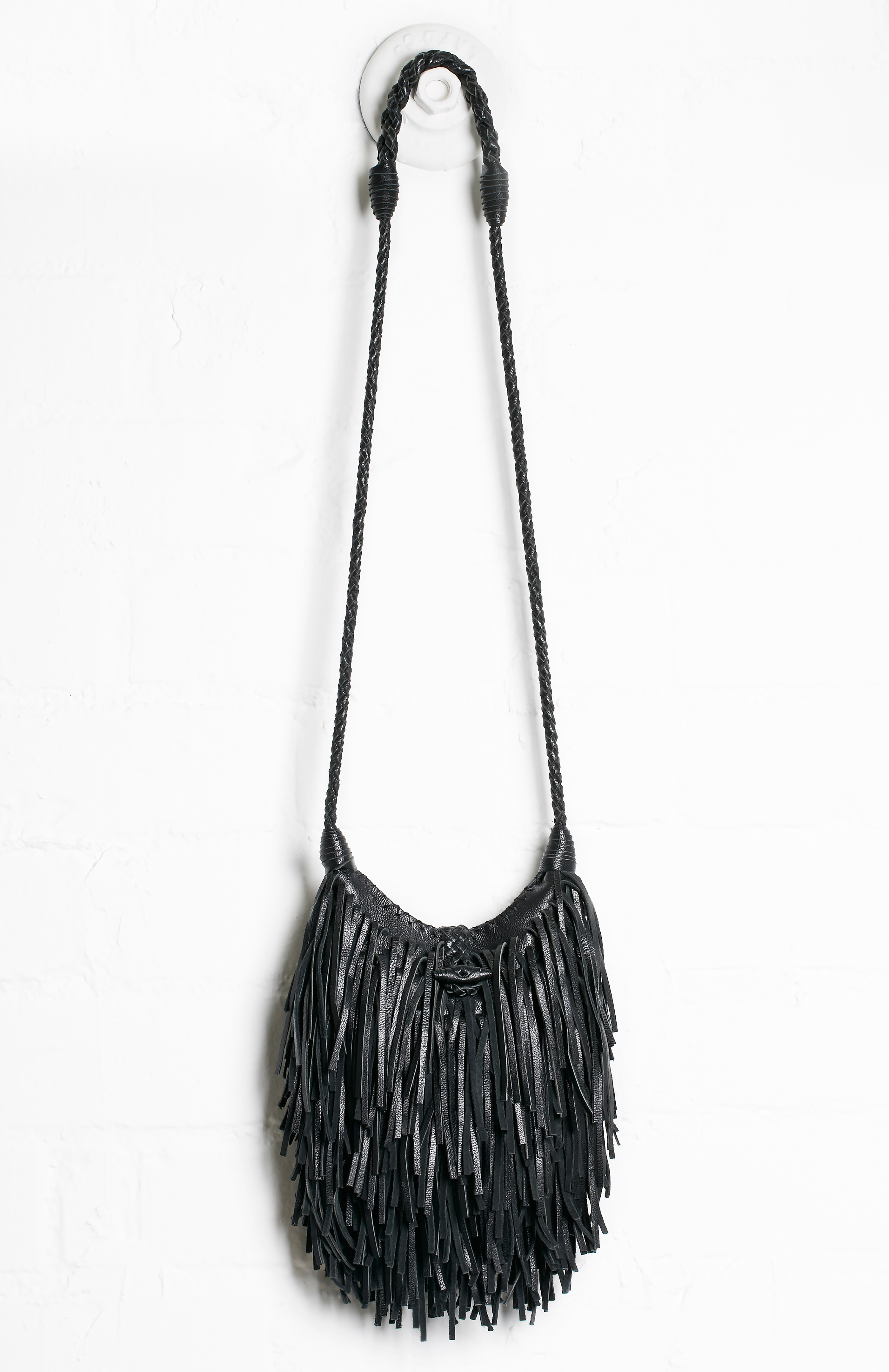 Jesslyn Blake Carli Fringe Leather Crossbody Bag in Black DAILYLOOK