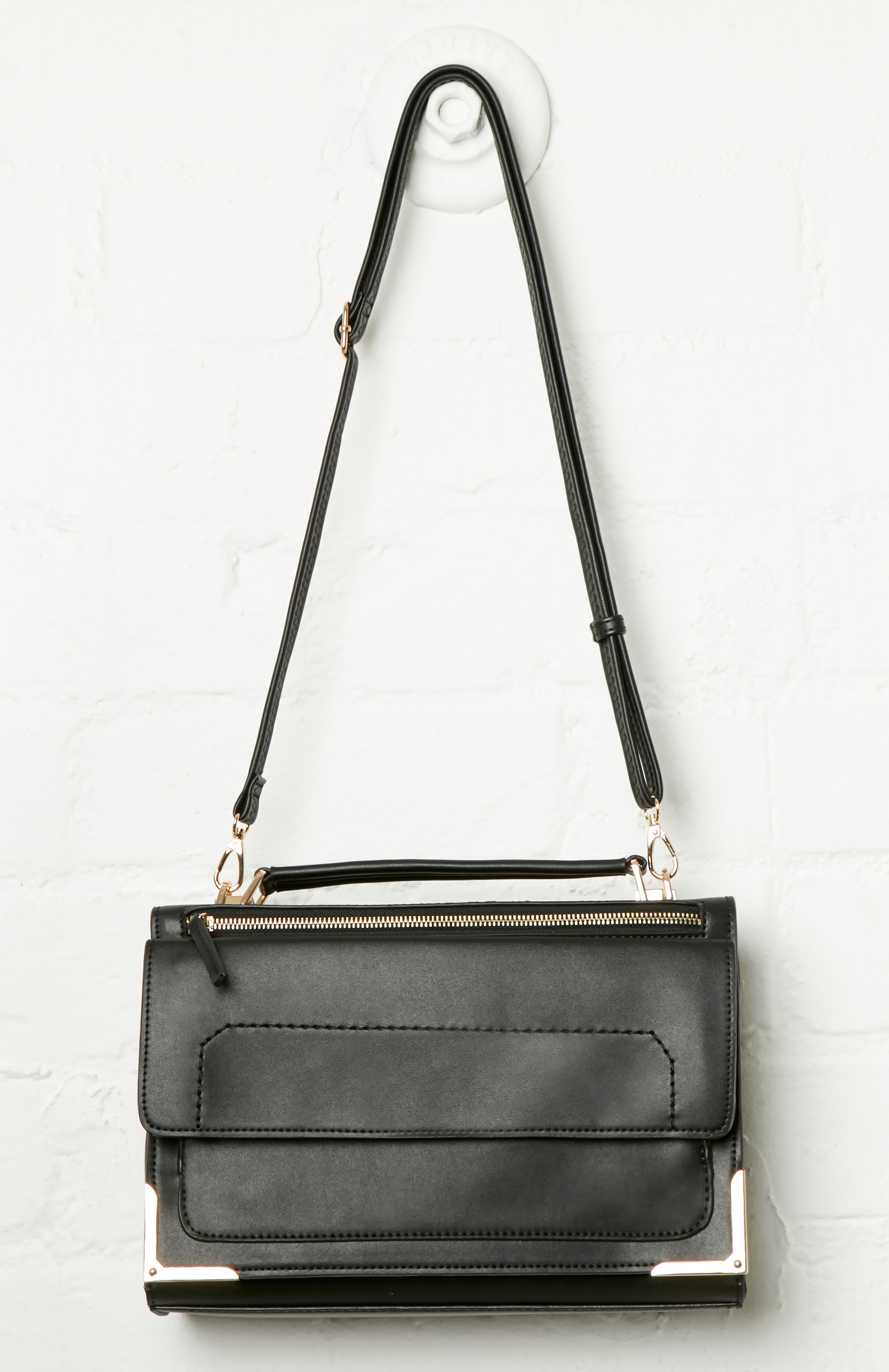 SonReal Vegan Leather Flapper Shoulder Bag in Black DAILYLOOK