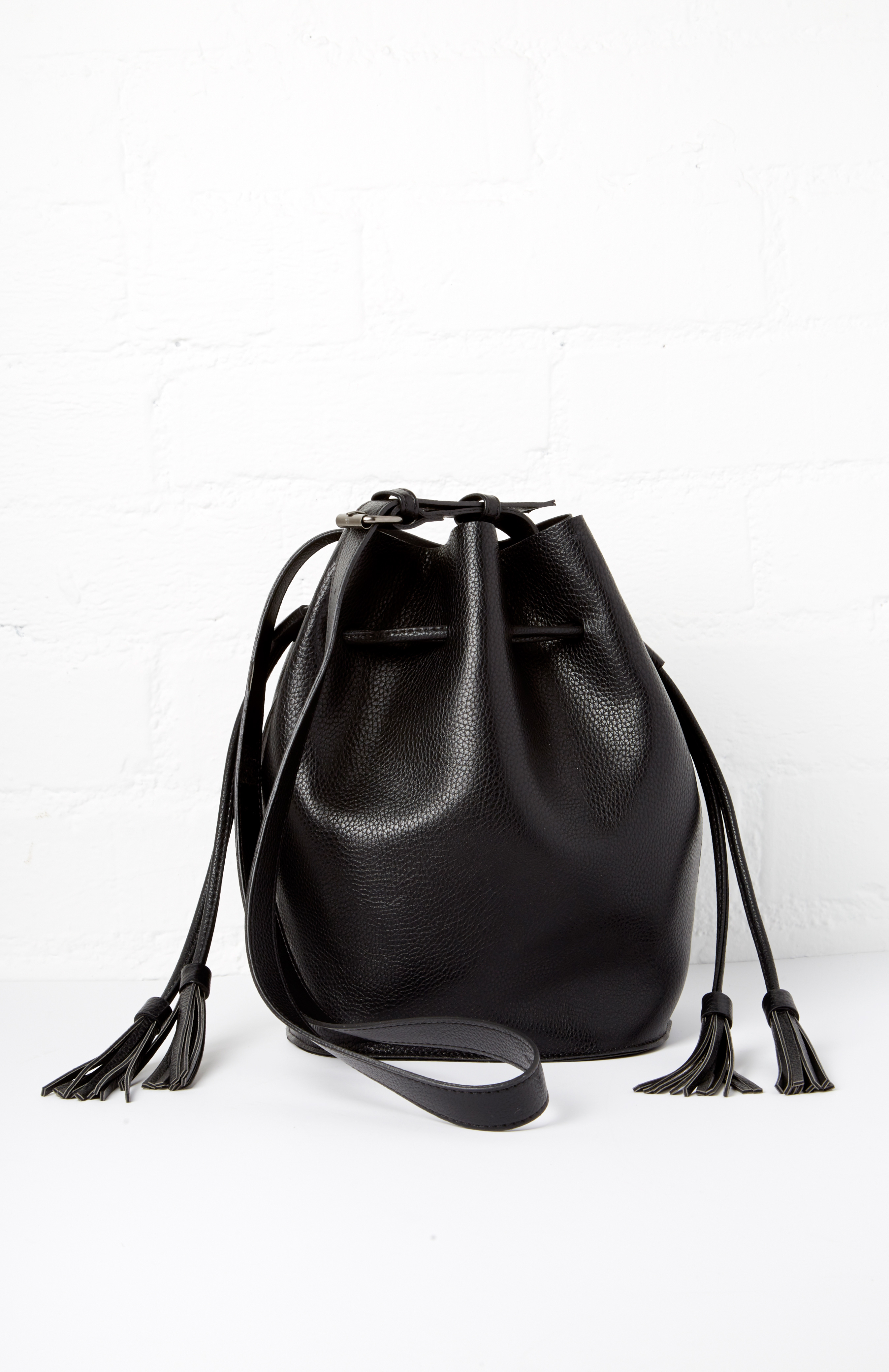 Casablanca Vegan Leather Contemporary Bucket Bag in Black DAILYLOOK